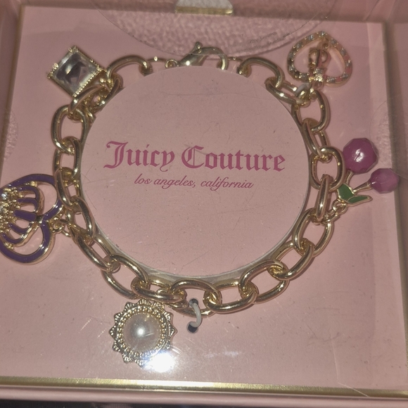 Juicy Couture Gold Bracelet with Cherry And Heart Charms NWT - Picture 1 of 5